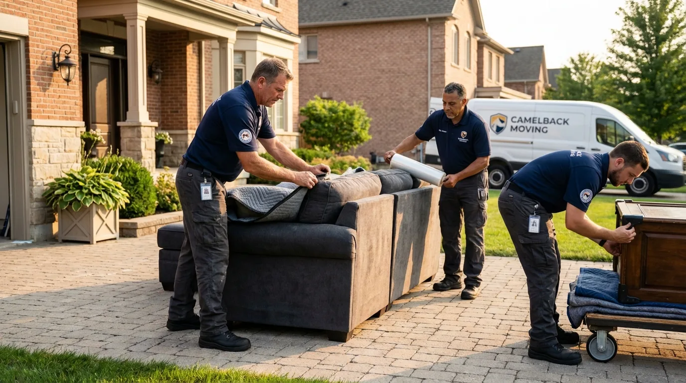 Large estate moving crew wrapping furniture in Saint Gabriel, LA