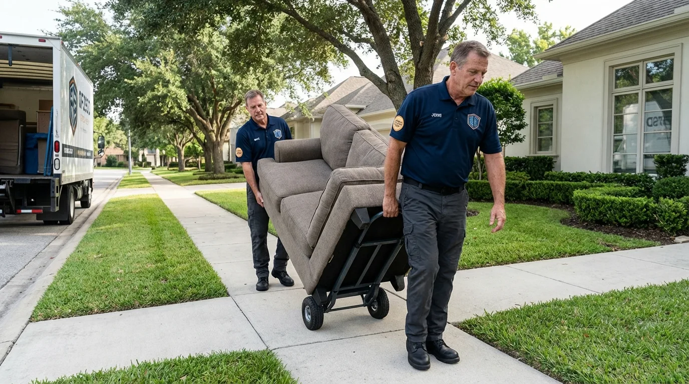 Local residential moving crew loading furniture in Saint Gabriel, LA